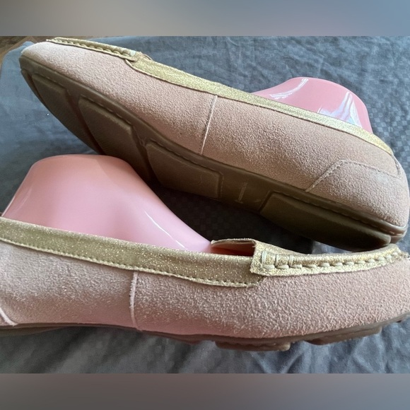 Isaac Mizrahi Shoes - Isaac Mizrahi Women’s Dusty Rose/Gold Flats, ZOE Loafers, Leather; Size 9.5W